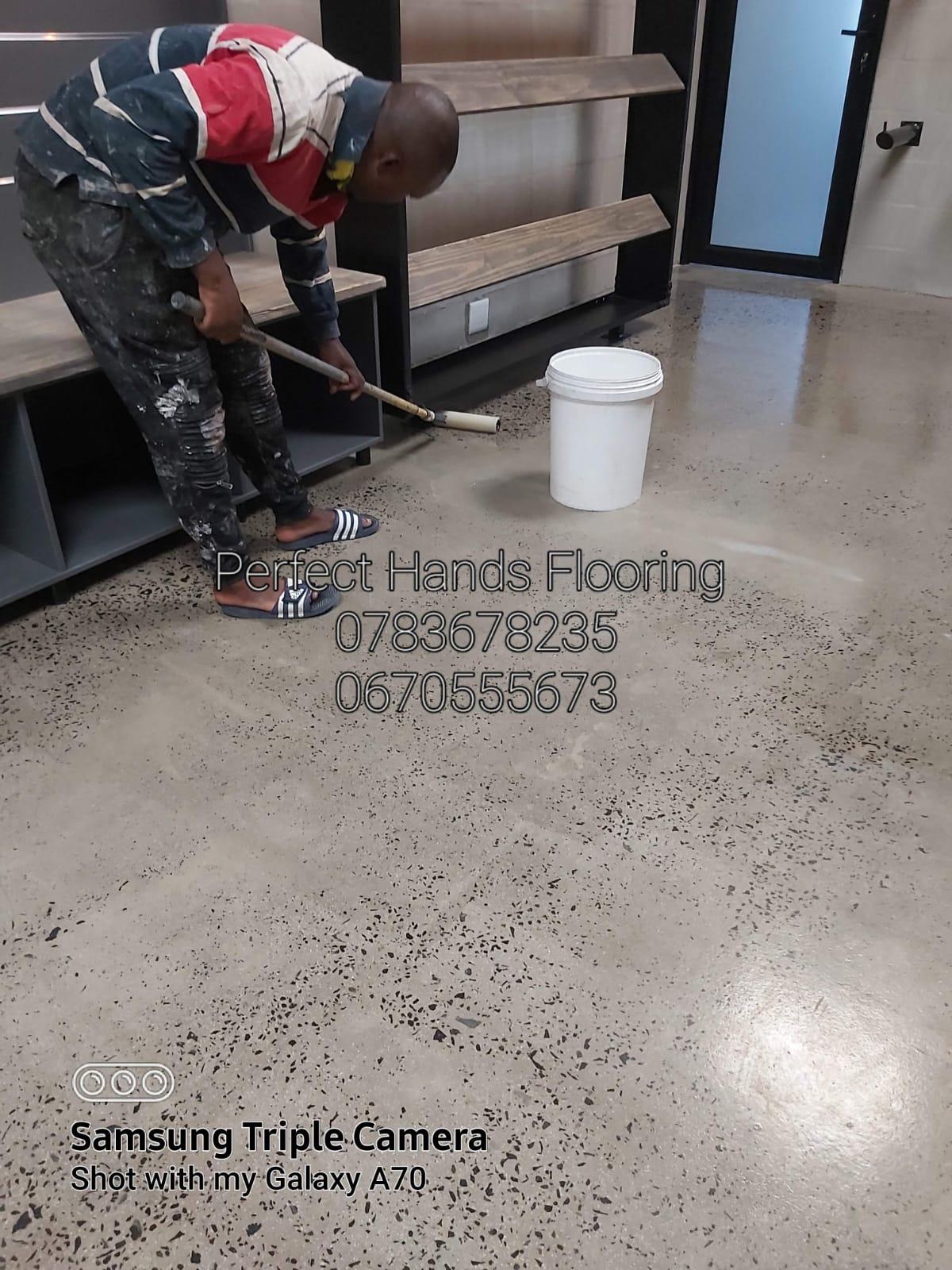Close-up of a polished concrete surface
